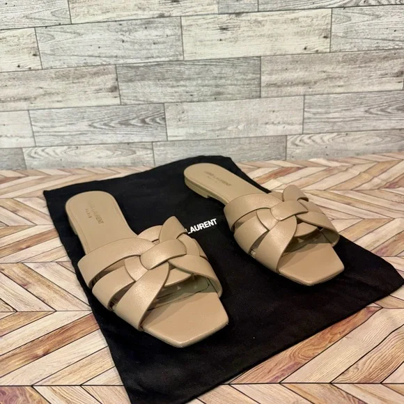 Saint Laurent Sandals Tribute Mules in Smooth Leather - Picture 8 of 12